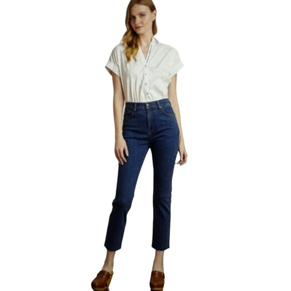 Veronica Beard Ryleigh Slim Straight High Rise Denim Jeans in Washed Oxf… - Picture 3 of 16